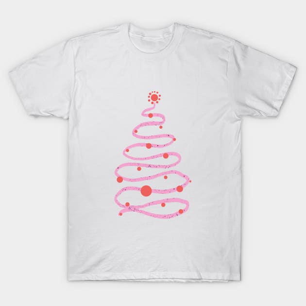 Pink swirly Christmas tree T-Shirt by Home Cyn Home 